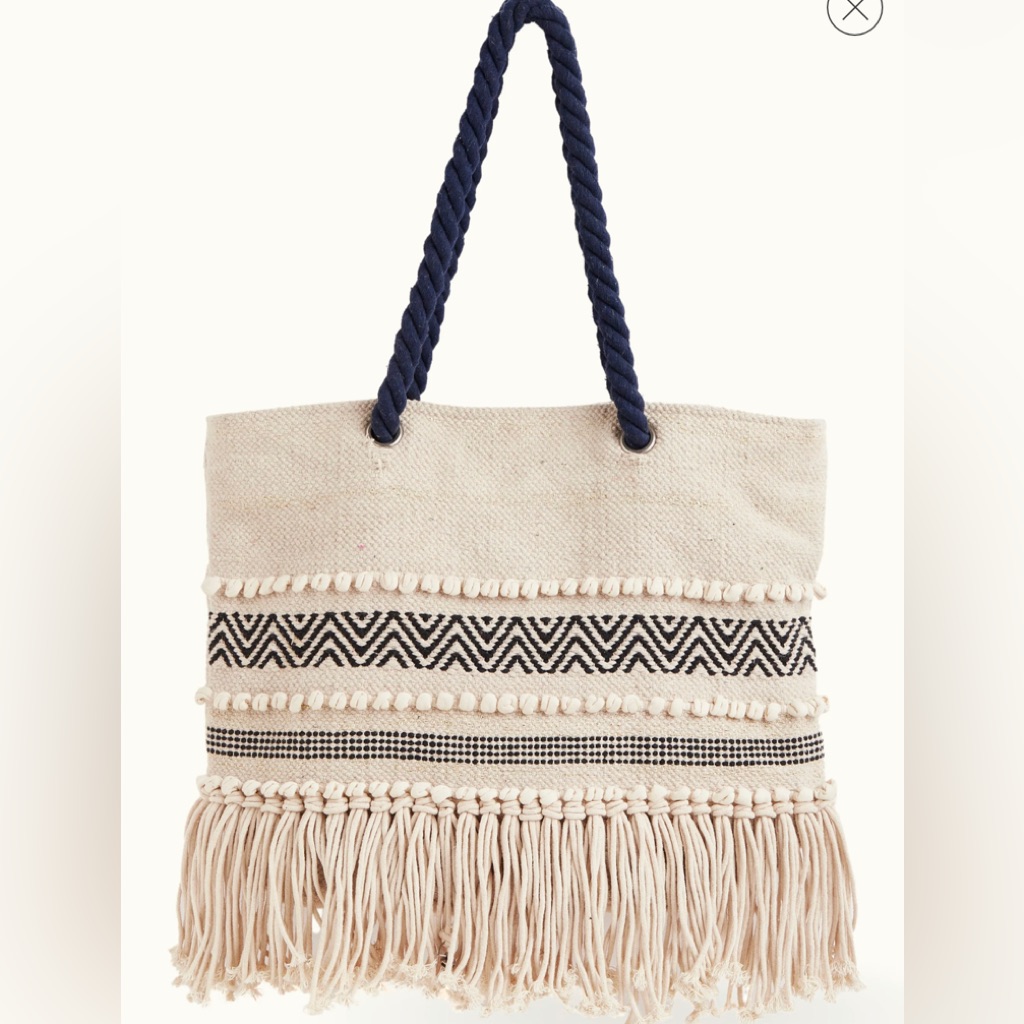 Beach Tote Bag Large Cotton Jacquard